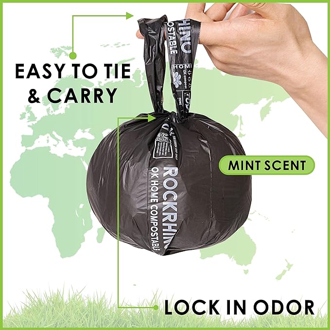 Certified Home Compostable Dog Poop Bags with Handles 120 Bags