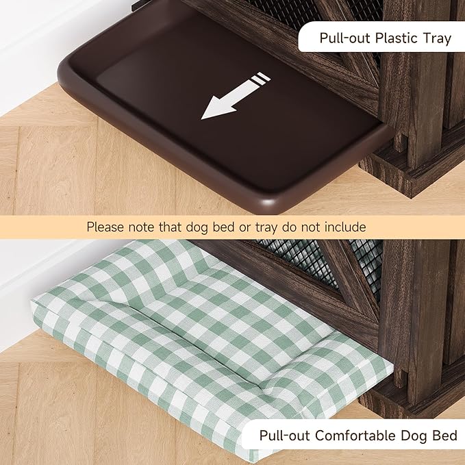 Dog Crate Furniture 71" Heavy 3 Storage 2 Dogs, 2 Sliding