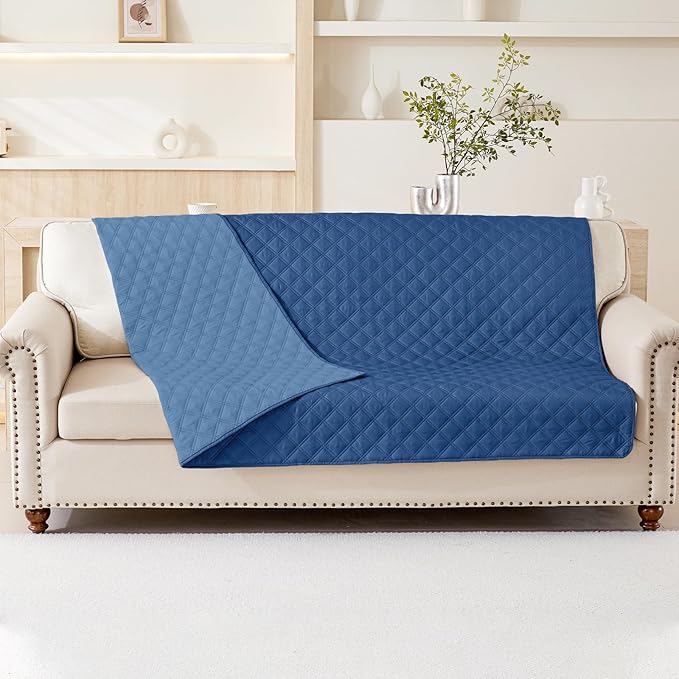 smiry Waterproof Dog Blanket (52"x82", Navy/Blue)