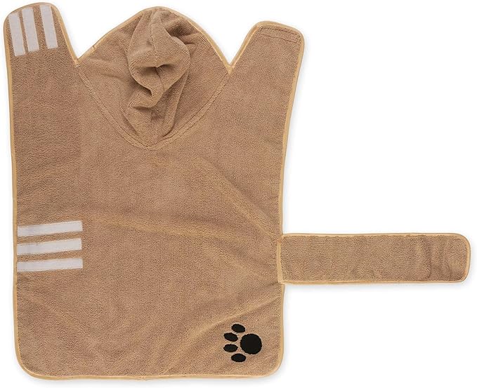 Bone Dry Pet Robe Collection Embroidered Absorbent Microfiber Bath Robe with Adjustable Closure