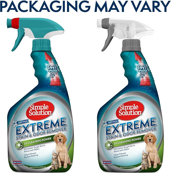 Simple Solution Extreme Pet Stain and Odor Eliminator Spray for Dogs and Cats 3X Pro-Bacteria 32 oz