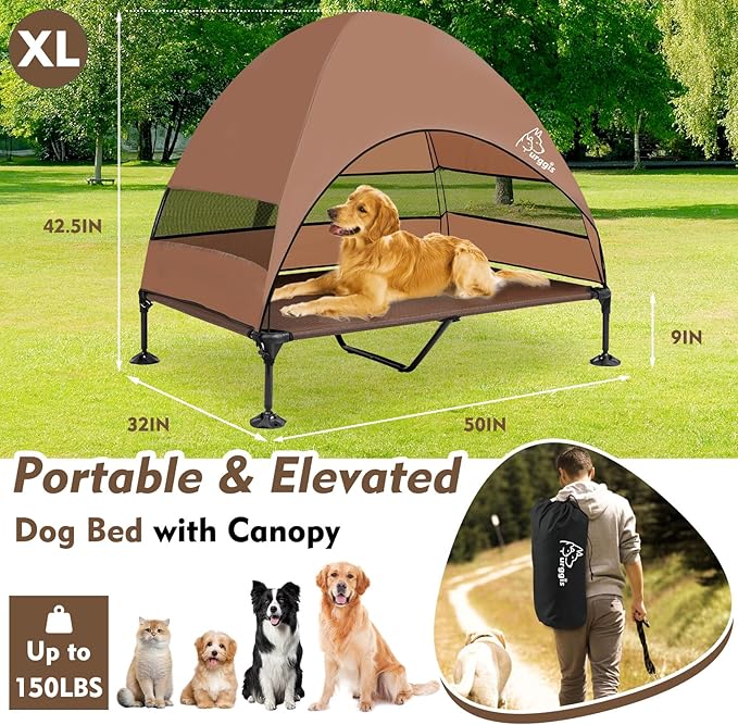 Upgraded Elevated Dog Bed with Canopy