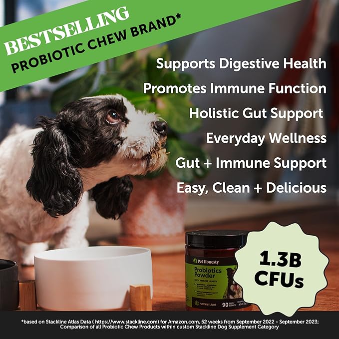 Pet Honesty All-Natural Probiotic & Pumpkin Powder Dog Supplement (90 Scoops)