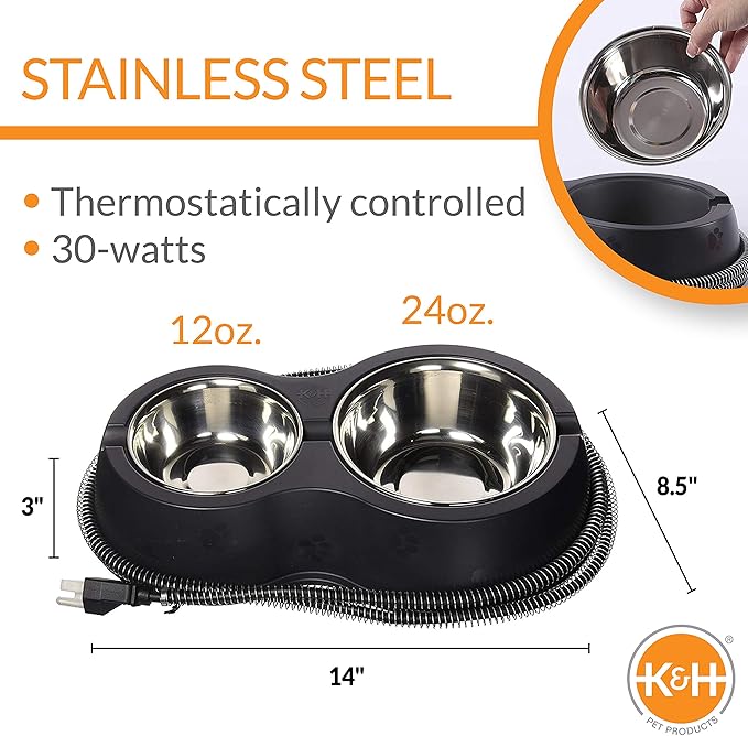 K&H Pet Products Heated Thermo-Kitty Café Outdoor Heated Cat Bowls 2093