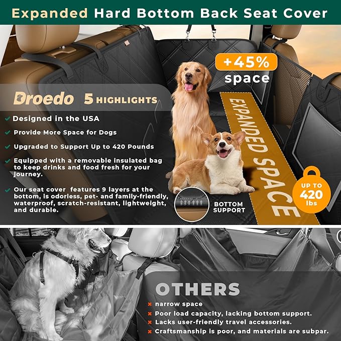 Dog Car Seat Cover for Back Seat 420 Pounds,Waterproof