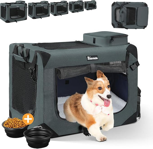 Large Cat Carrier 24"x16"x16" 2 Bowls,