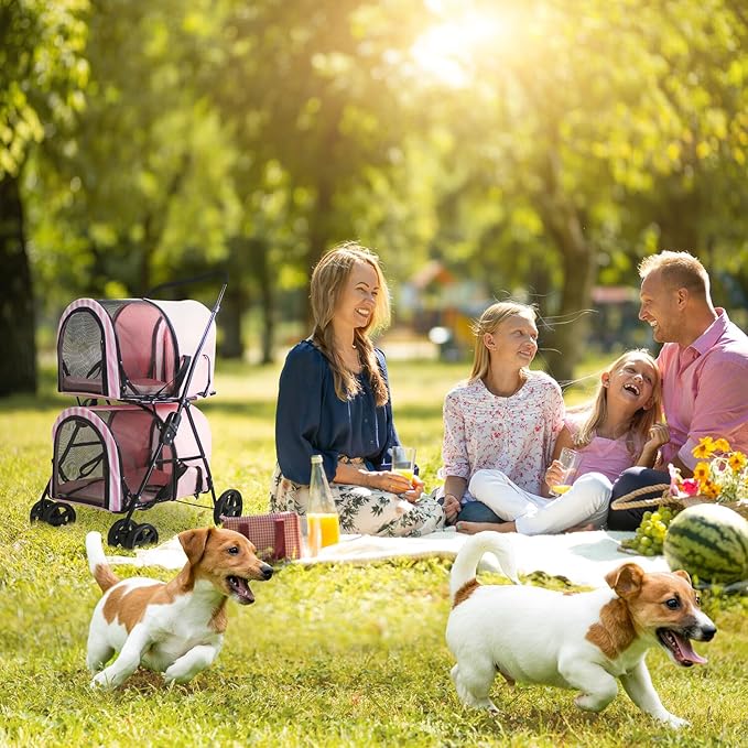 Critter Sitters Double Decker Pet Stroller 35 Pounds, 4-Wheel, Travel