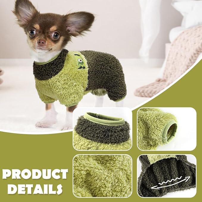 Dog Pajamas for Small Dogs Color Block Fall Winter Dog Sweater Cute Warm Dog Clothes Soft Stretchy Puppy Pjs Chihuahua Yorkie Sweater Pet Cat Sweater Tiny Dog Clothes Outfit, Green