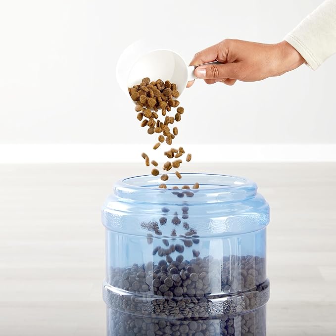 Amazon Basics Automatic Dog Cat Water Dispenser Gravity Feeder and Waterer Set 12-Pound Food 2.5-Gallon, Gray