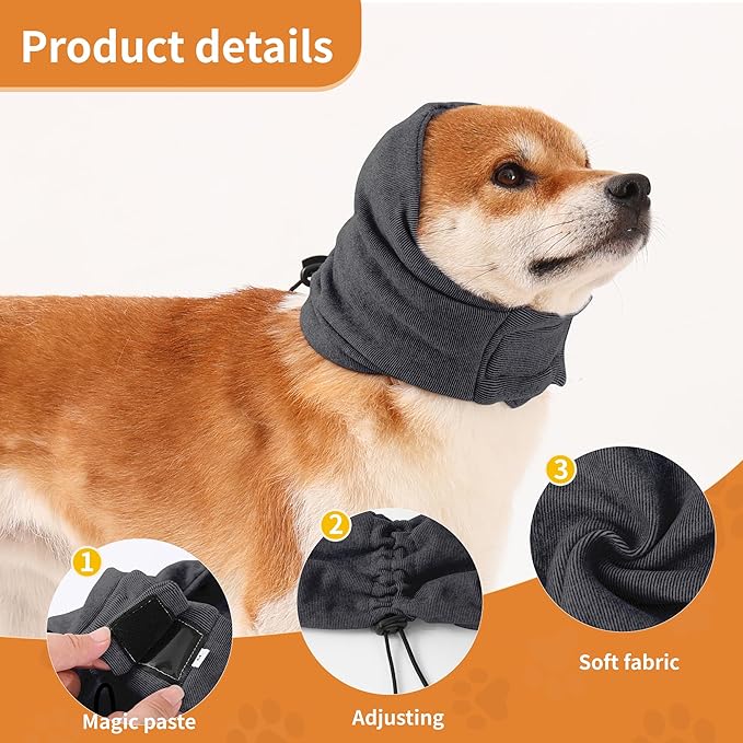 Dog Ear Muffs Noise Protection,Dog Hematoma Ear Wrap, Upgraded Velcro Dog Headband for Anxiety Relief, Warm Dog Ear Cover Winter Hat, Dog Ear Covers for Bath, Thunderstorms