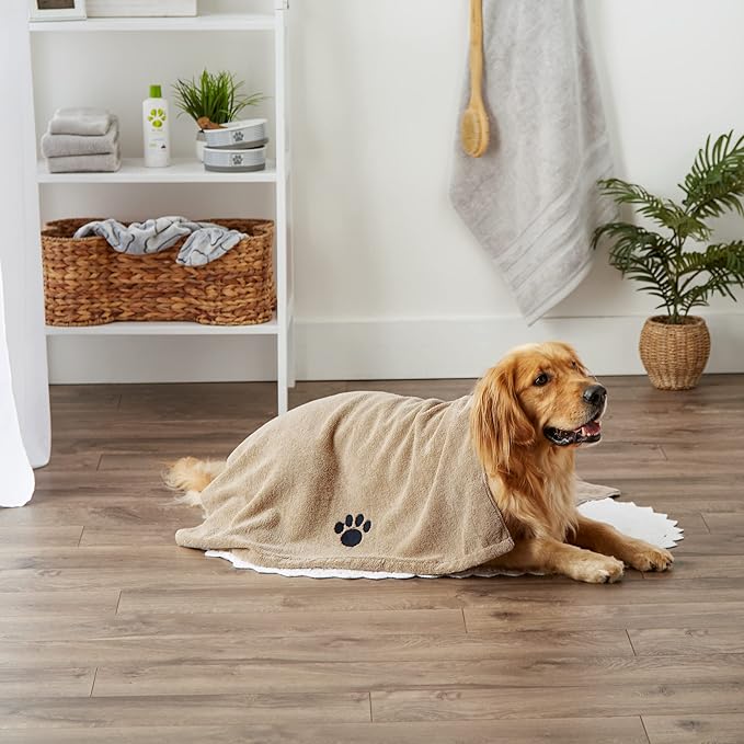 Bone Dry Pet Grooming Towel Collection Absorbent Microfiber X-Large 41x23.5", Embroidered