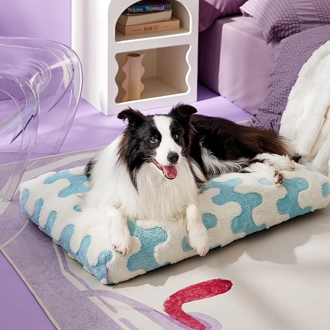 Lesure Large Dog Beds-Thick Shredded Chopped Foam Pet Bed Bottom(36'x27', Blue