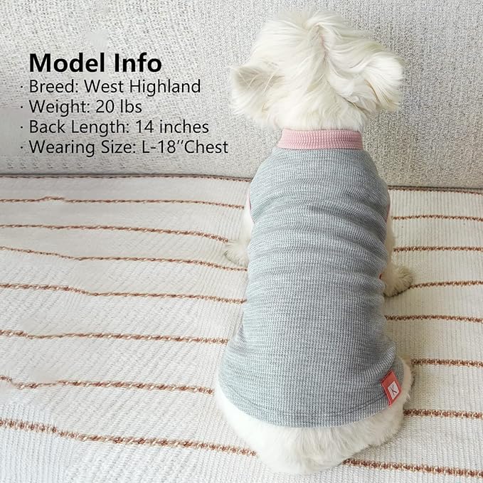 KYEESE 2Pack Dog Shirts Waffle for Small Dogs Stretchy Dog T-Shirts Lightweight Dog Tank Top Sleeveless Dog Vest Breathable Cat Shirt