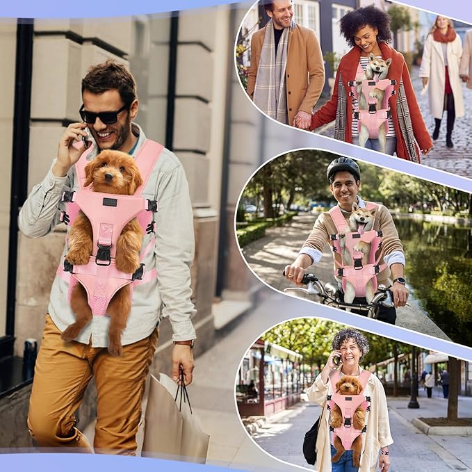 YUDODO Pet Dog Front Carrier Backpacks Multiple Adjustable Small Dog Chest Carrier Legs Out Easy-Fit Dog Travel Backpack Carrier for Hiking Camping for Small Medium Dogs Cats and Rabbit (Small