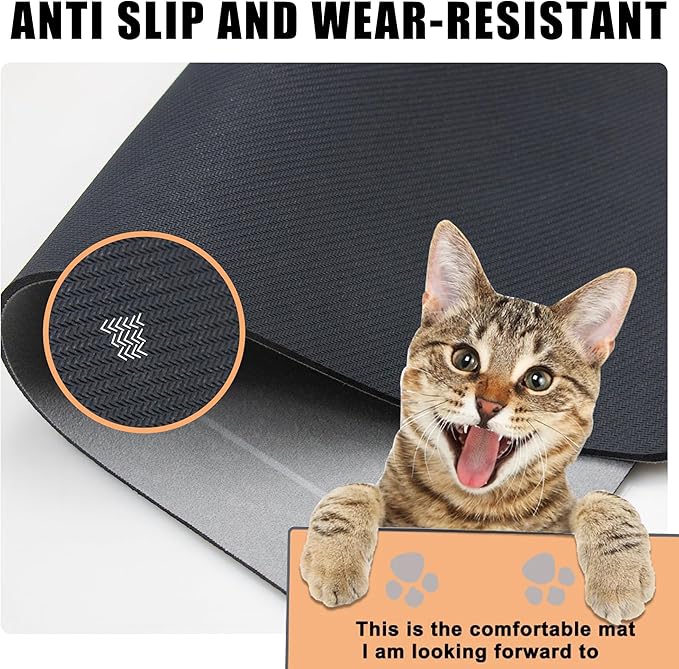 YCT Cat Pet Food Mat 11.8"x18.1" Navy