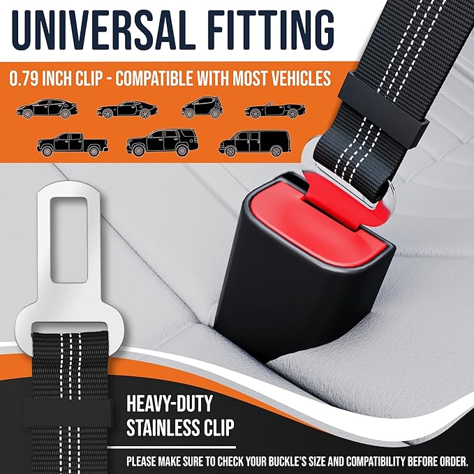 Dog Seat Belt for Car with Reflective Stitching