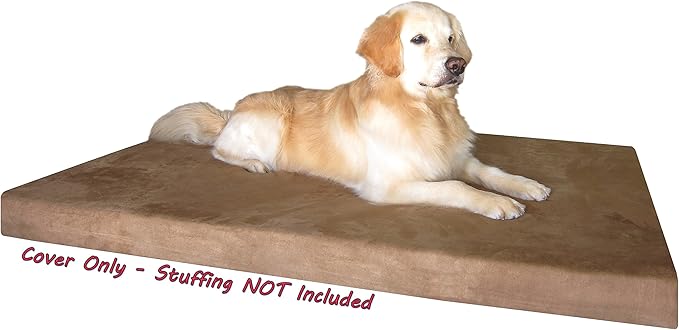 Dogbed4less DIY Pet Bed Pillow Brown Microsuede Duvet Cover and Waterproof Internal case for Dog at 55X37X4 Inch