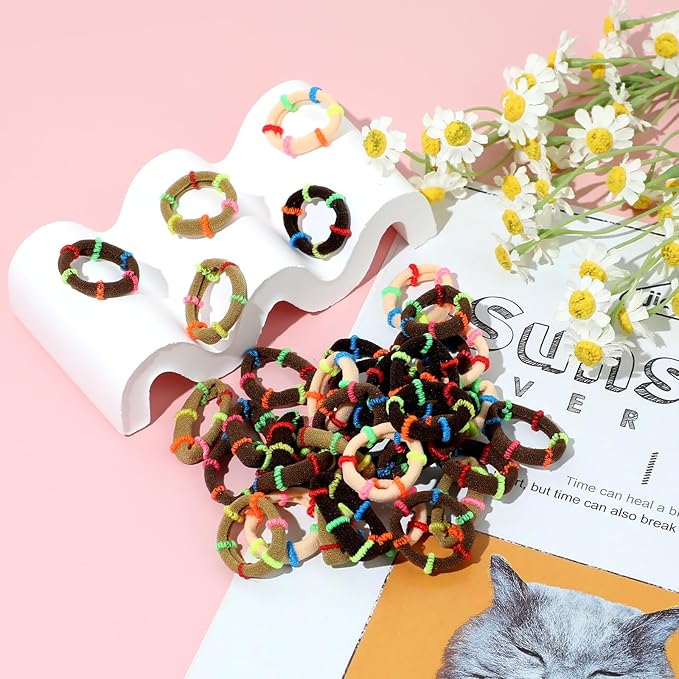 100 PCS Dog Hair Bands, Colorful Rubber Bands for Pet Puppy Stretchy Hair Ties Super Stretch Nylon Seamless Dog Hair Bows Puppy Elastics Ties Pony Tail Holders Hair Accessories for Small Yorkie Dog