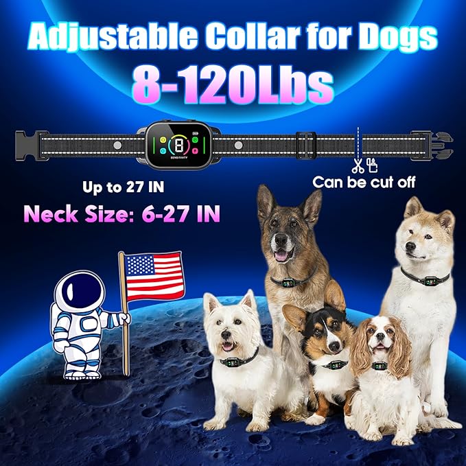 NHUJK Bark Collar- Smart Dog Bark Collar for Small Medium Large Dogs 8 Adjustable