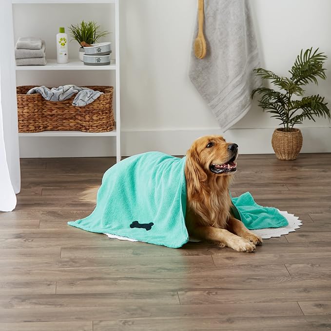 Bone Dry Pet Grooming Towel Collection Absorbent Microfiber X-Large 41x23.5", Embroidered
