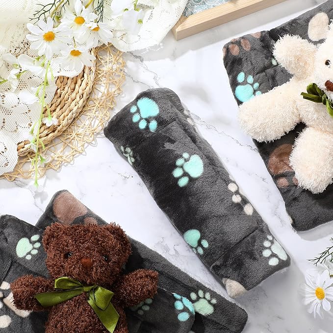 4 Pack Ultra Soft Dog Cat Bed Mat with Cute Prints Reversible Fleece Dog Crate Kennel Pad Cozy Washable Thickened Hamster Guinea Pig Bed Pet Bed Mat for Small Animals (Black 13 x 10 Inches)