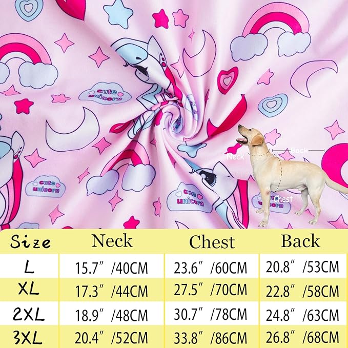 Dog Pink Sleeveless T Shirt Unicorn Rainbow Prints Dog Vest Shirt Soft Stretchy Summer Clothes for Large Dog Boys Girls Shirt (X-Large,Unicorn)