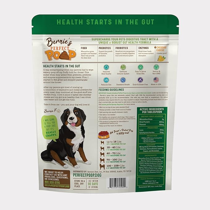 Perfect Poop Digestion & General Health Supplement for Dogs: Fiber 30.0)