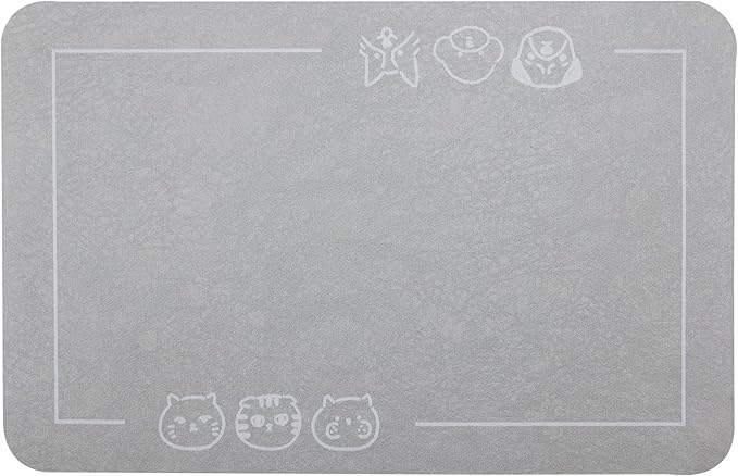YCT Cat Pet Food Mat 16.9"x24" Gray