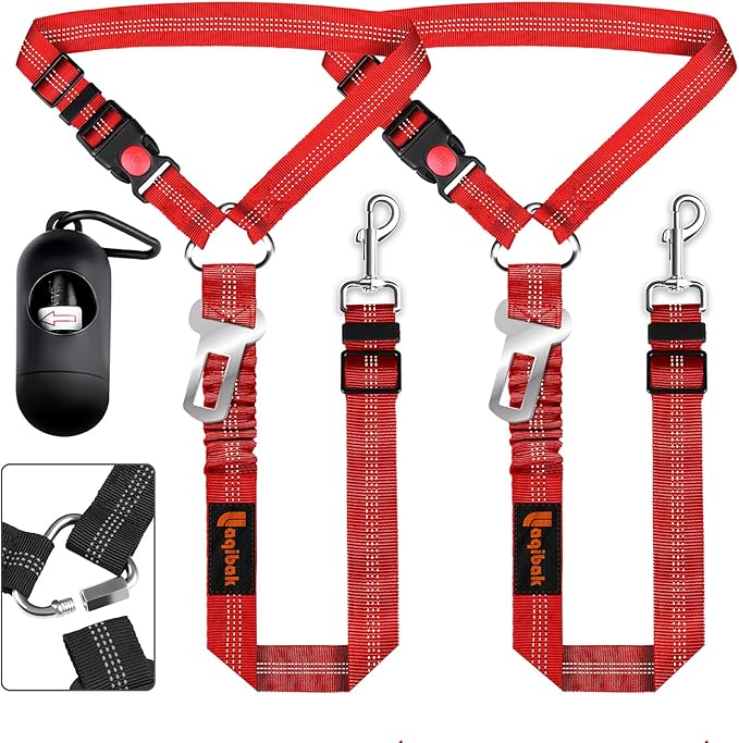 Removable Dog Seat Belts Harness for Car 3 in 1 Pet 2PCS and