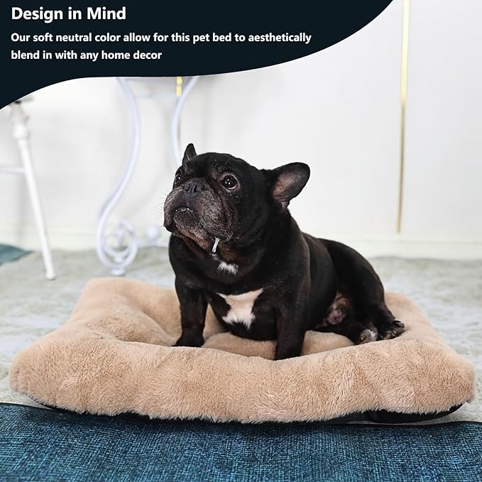 Small Dog Bed for Crate 24x18 Washable Extra Soft 24 inch Crate Bed for Puppy with Anti-Slip Bottom