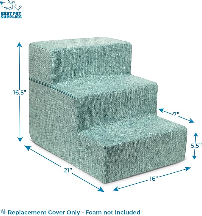 Best Pet Supplies Foldable Pet Stairs Cover for Foam Dog Ramps 3-Step