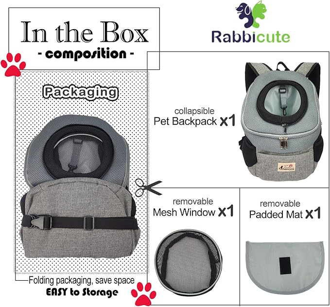 Pet Dog Carrier Backpack Adjustable Breathable Front Pack