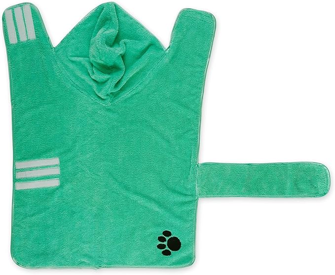 Bone Dry Pet Robe Collection Embroidered Absorbent Microfiber Bath Robe with Adjustable Closure