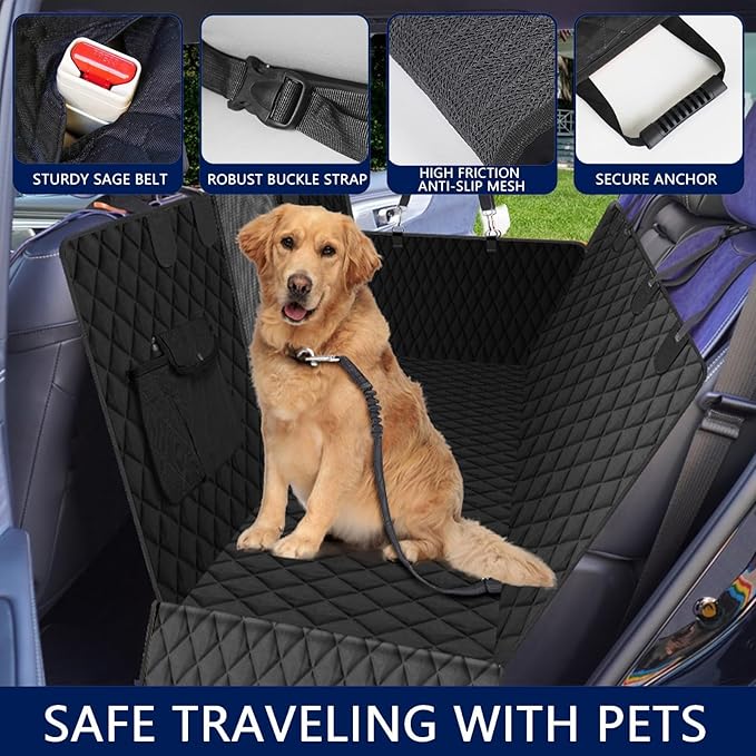 Waterproof Dog Car Seat Cover for Back Seat: Suitable for Small and Large Dogs
