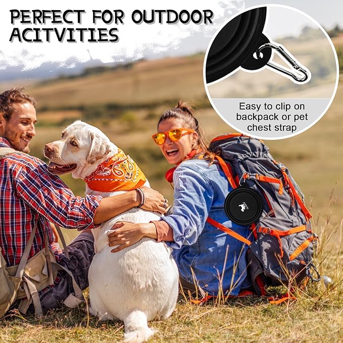 Rest-Eazzzy Large Collapsible Dog Bowls 1000 ml 2-Pack Dog 2 Carabiners,