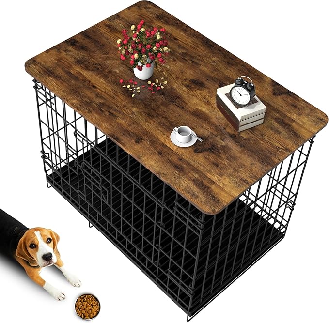Dog Crate Topper Wood 48 Inch Dog Crate Topper Crate Table Topper Collapsible Dog Kennel Topper for Decorative Dog Crate 48 Inch