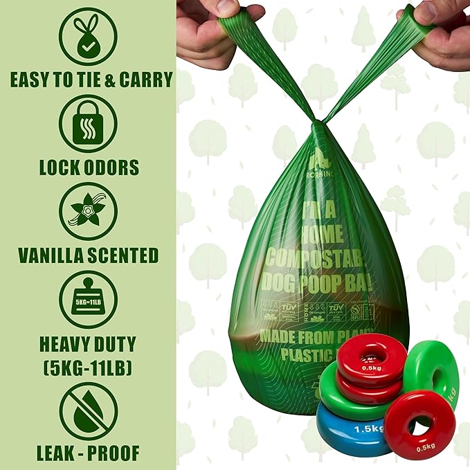 100% Home Compostable Dog Poop Bags With Handles 33% Thicker 8x Protection Dogs,150 Bags)