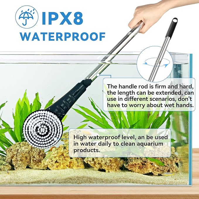 hygger IPX8 Electric Aquarium Cleaning Brushes 6 Replaceable 2 Speeds