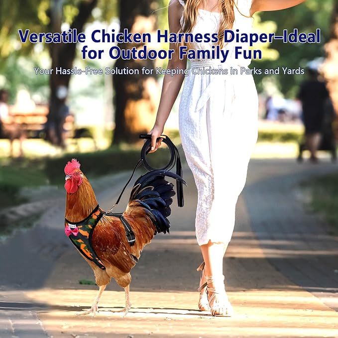 Premium Adjustable Chicken Harness with Camouflage Design & Comfortable Breathable Fabric 5.4ft Matching