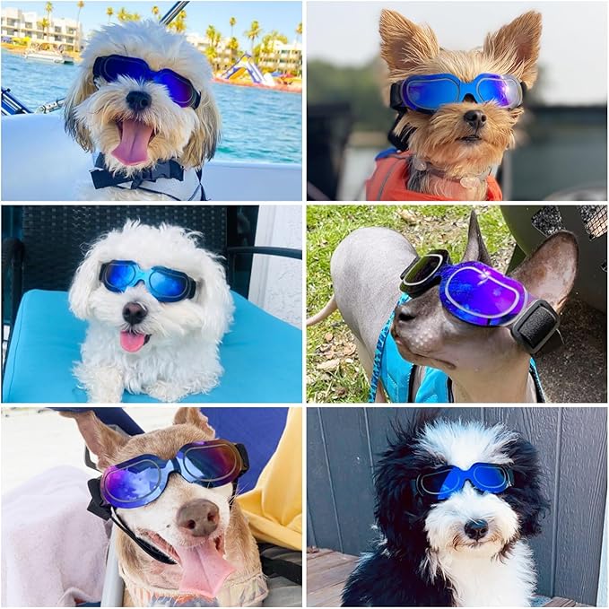 ENJOYING Dog Sunglasses Small Dog Goggles Anti-UV Doggy Glasses for Small Dogs Big Cats Impact/Wind/Dust/Fog Proof Puppy Eye Protection