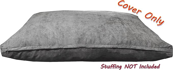 Dogbed4less 37X27X4 Inches Medium Large Size : Suede Fabric External Replacement Cover in Gray Color with Zipper Liner for Dog Pet Bed Pillow or pad