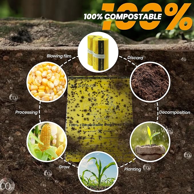 Compostable Dog Poop Bags Bags-270 Count 18 Rolls,