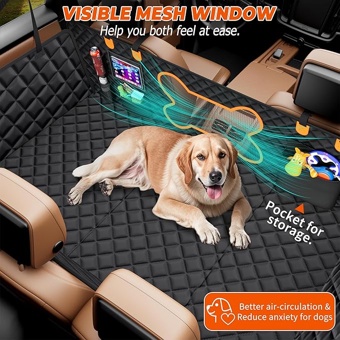 XL Dog Car Seat Cover for Back Seat 6 Foldable