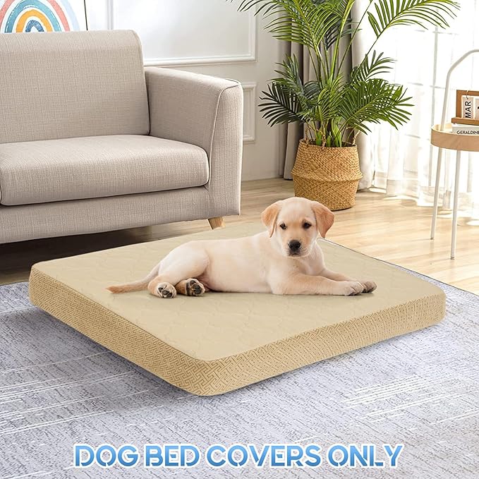 CHHKON Dog Bed Covers Replacement Washable Waterproof Pet Puppy Bed Cover for Dog(Beige 20x15x6 inch)