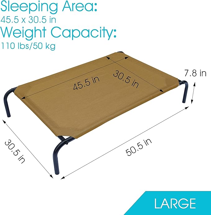 PHYEX Heavy Duty Steel-Framed Portable Elevated Pet Bed 50.5" L 30.5" W 7.8" H(L,