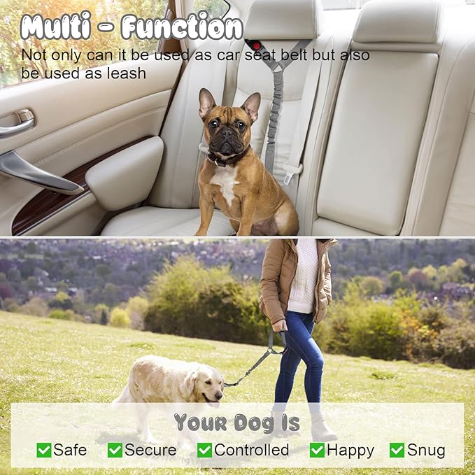 BWOGUE 2 Packs Dog Cat Safety Seat Belt