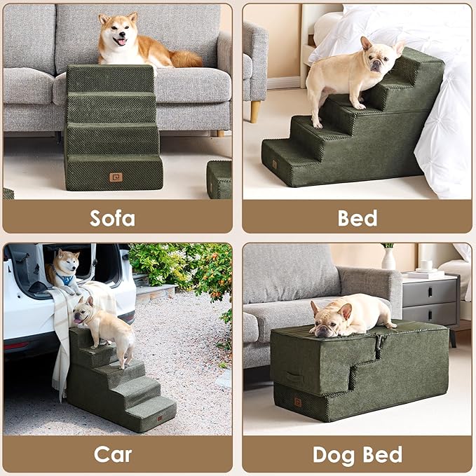 EHEYCIGA Dog Stairs for Bed 18”H 4-Step Dog