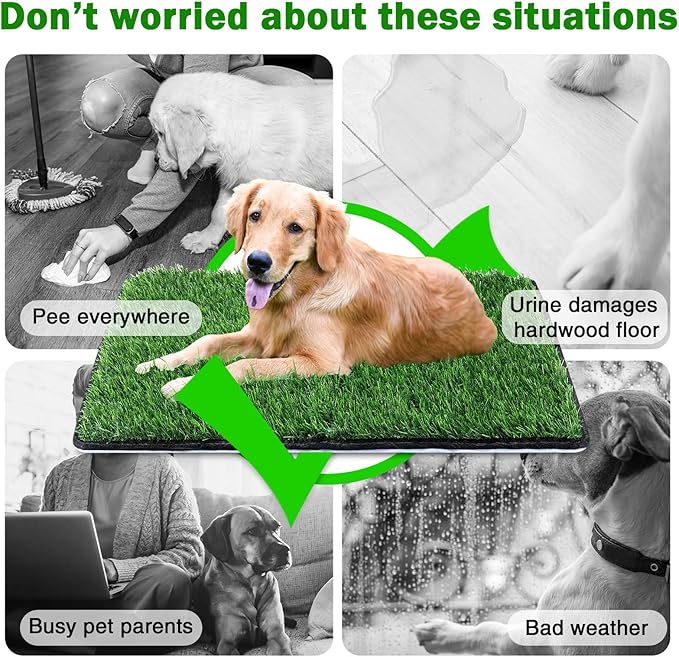 Dog Grass Mat with Pee Pad 38×23"