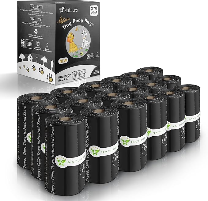 100% Compostable Dog Poop Bags-270 Counts 18Rolls