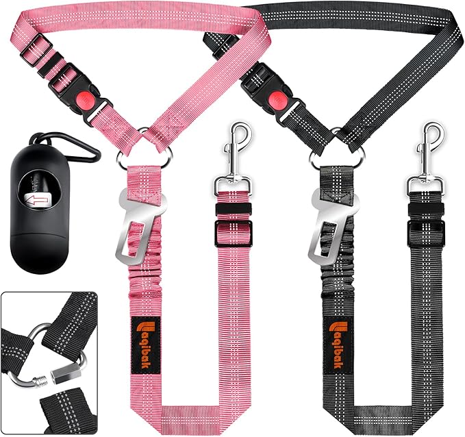 Removable Dog Seat Belts Harness for Car 3 in 1 Pet 2PCS and